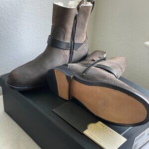 RAG & BONE Women Stone Ashford New Moto Boots Size 39.5 in Box with Dust Bag